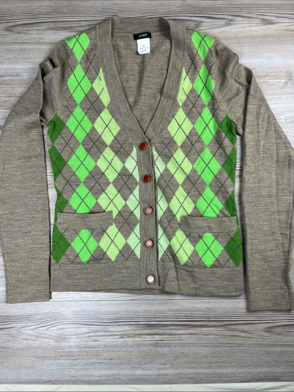 J. Crew Argyle 100% Merino Wool Sweater Preppy Classic